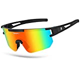 BOLLFO Cycling Sunglasses, UV 400 Eye Protection Polarized Eyewear for Men Women (Imitation Red Lens)