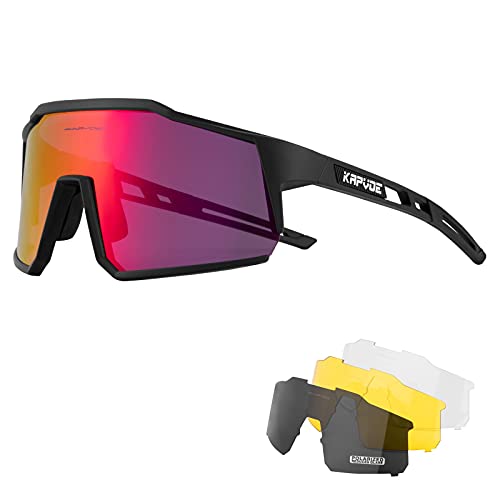 KAPVOE Polarized Cycling Glasses with 4 Interchangeable...