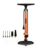 GOBKO Bike Floor Pump with Gauge,Floor Bicycle Pump with Both Presta and Schrader Bicycle Pumps Valves High Pressure 170Psi Multi-Purpose Portable Air Pump for Road Bike MTB Sports Balls