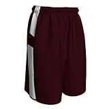 CHAMPRO Unisex-Youth Crossover Reversible Basketball Shorts, Maroon, White, Small
