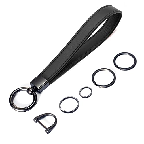 Car Key Fob Keychain Holder Genuine Leather Wristlet Loop...