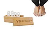 YOGABODY Naturals Toe Spreaders & Separators, Fast Pain Relief from Hammertoe & Bunions, Two Pairs in Stylish Wooden Box, Latex-Free Rubber Toe Stretchers Used for Nighttime, Yoga Practice & Running