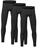 4 or 3 Pack Youth Boys' Compression Leggings Tights Athletic Pants Sports Base Layer for Kids Cold Gear 3 Black XS