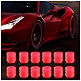 12Pcs Car Tire Valve Stem Caps,Tire Air Caps Cover-Luminous Valve Cap Dust Proof Covers Car Decoration Accessories ,Universal Tire Valve Stem Caps for Cars SUVs Trucks Motorcycles Bicycles (Red)…