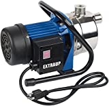 EXTRAUP Stainless Steel Electronic Portable Shallow Well Pump Booster Pump Lawn Sprinkling Pump Home Garden Water Pump (1.6HP)