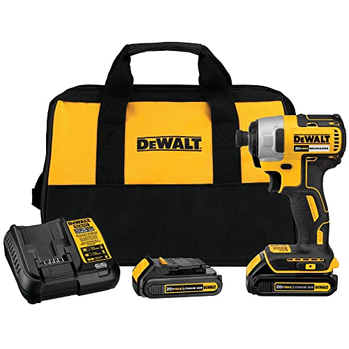 DEWALT 20V MAX Cordless Impact Driver Kit, Brushless, 1/4'...