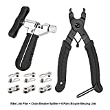 Oumers Bike Link Plier+Chain Breaker Splitter+6 Pairs Bicycle Missing Link, Chain Plier Quick Link Opener Remover Plier for 6/7/8/9/10 Speed Chains Repair | Professional Bike Chain Repair Tool Kit