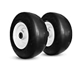 Horseshoe Two (2) New 11x4.00-5 Flat-Free Smooth Tires w/Steel Rim for Zero Turn Lawn Mower Garden Tractor 114005 T161 -hub 3'-5' -Bore 5/8' 1/2'