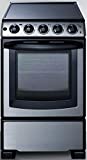 Summit REX2071SSRT 20' Wide Slide-In Look Smooth-Top Electric Range in Stainless Steel with Oven Window, Adjustable Racks, Hot Surface Indicator, Indicator Lights, Upfront Controls- Cord Not Included