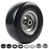 LotFancy 11x4.00-5” Lawn Mower Tire on Wheel, Flat Free, 3/4' or 5/8' Bushings, 3.4'-4'-4.5'-5' Centered Hub, Smooth Tread Tire for Zero Turn Mowers