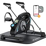 Under Desk Bike Pedal Exerciser with Exclusive MERACH App, Magnetic Mini Exercise Bike for Arm, Leg Recovery, Therapy, Additional Resistance Bands & Non-Slip Mat