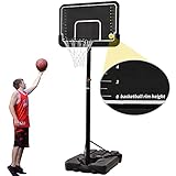Portable Basketball Hoop & Goal with Vertical Jump Measurement, Slam Dunk Breakaway Rim, 10ft Height-Adjustable Basketball System with 44” Backboard and Wheels for Youth, Kids, Adult Yard Driveway