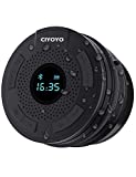 Shower Radio Bluetooth Speaker - IPX6 Waterproof Bathroom Radio, CIYOYO Wireless Shower Speakers with Clock Suction Cup Lanyard FM Radio LCD Display Built-in Mic 10 Hours Music Play