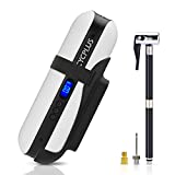Portable Air Compressor Mini Inflator Electric Pump for Car Bike Tires Shock Rechargeable Li-Ion Battery 150PSI Power Bank Ergonomic and Sleek Design Digital LCD, LED Emergency Light A2 (White)