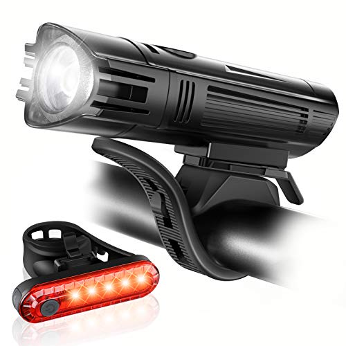 Ascher Ultra Bright USB Rechargeable Bike Light Set,...