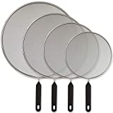U.S. Kitchen Supply Set of 4 Classic Splatter Screens, 13', 11.5', 10', and 8' - Stainless Steel Fine Mesh, Comfort Grip Handles - Use on Boiling Pots Frying Pans - Grease Oil Guard, Safe Cooking Lid