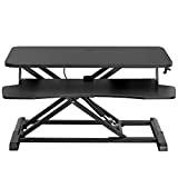 VIVO 32 inch Desk Converter, Height Adjustable Riser, Sit to Stand Dual Monitor and Laptop Workstation with Wide Keyboard Tray, Black, DESK-V000K, 32'