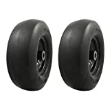 MARASTAR 00232-2pk Universal Fit Flat Free 11x4.00-5 Lawnmower Tire Assembly, 3.4' Centered Hub, 3/4' Bushing