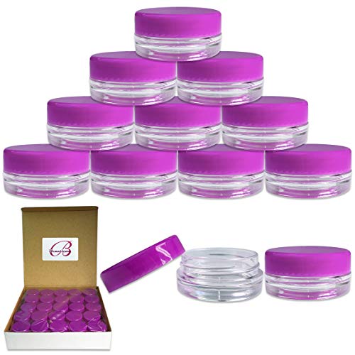 (Quantity: 50 Pieces) Beauticom 3G/3ML Round Clear Jars with...