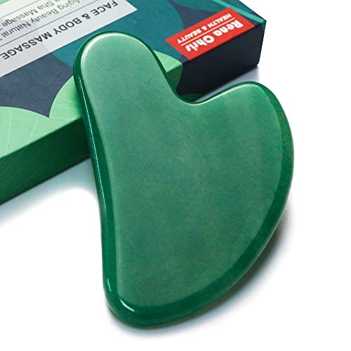 Gua Sha Facial Tool, Natural Jade Stone Guasha Board for SPA...