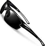 SIPLION Men's Polarized Sunglasses Sports Glasses for Cycling Fishing Golf TR90 Superlight Frame 502 BLACK
