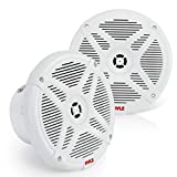 6.5 Inch Bluetooth Marine Speakers - 2-way IP-X4 Waterproof and Weather Resistant Outdoor Audio Dual Stereo Sound System with 600 Watt Power and Low Profile Design - 1 Pair - Pyle PLMRBT65W (White)