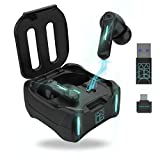 MIDDLE RABBIT SW4 Wireless Gaming Earbuds for PC PS4 PS5 Switch Mobile - 2.4G Dongle & Bluetooth - 40ms Low Latency - Headphones with Built-in Microphone - 4 Mics PC Earbuds - PS4 PS5 Headset