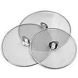 Splatter Screen for Cooking - Stainless Steel Grease Splatter Guard for Frying Pan, No Cooking Oil Mess No Burns, Ultra Fine Mesh Lids Set of 3(10', 11.5', 13')