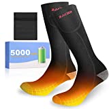 Heated Socks for Men & Women- Zacro 5000 mAh Battery Powered Electric Socks with Wash Bag, Battery Thermal Foot Warmer, Rechargeable Heating Socks for Hunting, Skiing, Hiking