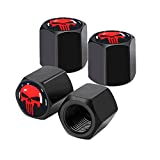 Ajxn 4 Pack Skull Car Wheel Tire Valve Stem Caps Airtight Dust Proof Covers Universal Tire Air Valve Caps for Cars, Trucks, Bicycles, Car Accessories for Men and Women Red