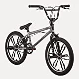 Mongoose Legion Mag Kids Freestyle Sidewalk BMX Bike, Beginner Riders, 20-inch Wheels, Hi-Ten Steel Frame, Micro Drive 40x16T BMX Gearing, Silver