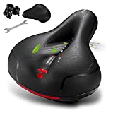 GREAN Comfortable Bike Seat Cushion -Bicycle Seat for Men Women with Dual Shock Absorbing Ball Memory Foam Waterproof Wide Bicycle Saddle Fit for Stationary/Exercise/Indoor/Mountain/Road Bikes
