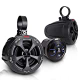 2-Way Dual Bluetooth Off-Road Speakers - 4 Inch 800W Marine Waterproof Wakeboard Speakers, Full Range Outdoor for ATV, Snow Mobile UTV, Quad, Jeep, Boat - Pyle PLUTV46BTA, Black