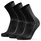 Cycling Socks for Men & Women, 3 Pack Regular Ankle Crew Breathable Bike Socks (Black, US Women 11-13 // US Men 9.5-12.5)