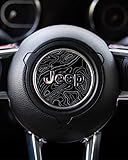 Topographical Map Steering Wheel Circle Sticker Accessory for Jeep Wrangler Gladiator Grand Cherokee Renegade Compass and More (Medium) (Small, Black and Grey)