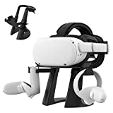 KIWI design VR Stand for Meta/Oculus Quest 2 Accessories/Quest/Rift/Rift S/GO/HTC Vive/Vive Pro/Valve Index VR Headset and Touch Controllers(Black)