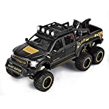 F-150 Pickup Truck Toy Refitted 6x6 Off-Road Model Truck 1/24 Scale Die-Cast Metal Toy Car ( Black)