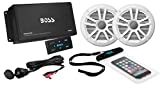 BOSS Audio Systems ASK902B.6 Marine 500 Watt 4 Channel Amplifier 6.5 Inch Speaker Bluetooth System, Bluetooth Remote, USB Auxiliary Interface Mount, Waterproof Pouch