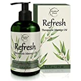 Refresh Massage Oil with Eucalyptus & Peppermint Essential Oils - Great for Massage Therapy. Stress Relief & All Natural Muscle Relaxer. Ideal for Full Body Massage – Nut Free Formula 8oz