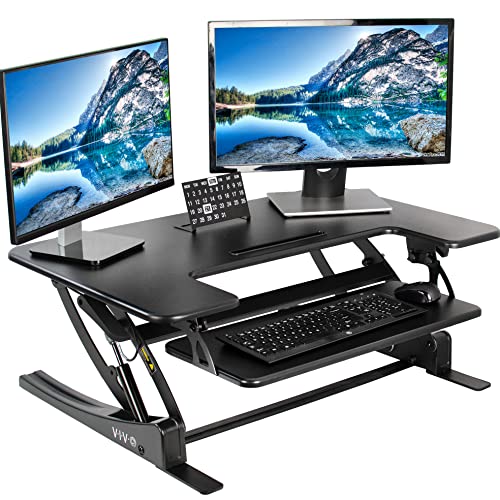 VIVO Black Height Adjustable 36 inch Stand up Desk Converter...