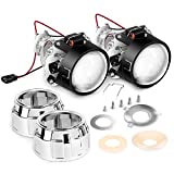 Nilight 2.5' Mini Projector Lens for H1 Headlights Bulb Retrofit, Custom Headlamps Conversion:Chrome Shround,2 Years Warranty