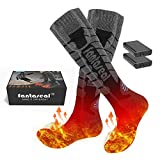 Unisex Extra Thick Electric Fast Warm Heated Socks, 4000mAh x2 Rechargeable Battery Operated Heating Thermal Insulated Ski Stocking Foot Warmer Sox for Men Women Winter Outdoor Hunting Fishing Hiking