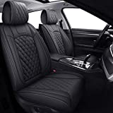 Aierxuan Car Seat Covers Full Set Waterproof Faux Leather Cushion Universal Toyota Corolla Tacoma rav4 Honda Civic CRV Accord Hyundai Tucson Elantra Rogue Sonata (Full Set/Black)