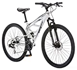 Mongoose Impasse Mens Mountain Bike, 29-Inch Wheels, Aluminum Frame, Twist Shifters, 21-Speed Rear Deraileur, Front and Rear Disc Brakes, Silver