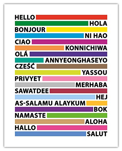 Hello In Different Languages Typography Wall Art Print:...