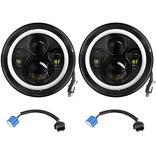 Moclever Round LED Headlight Halo, 2PCS 7inch 6000LM LED...