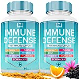 7 in 1 Immune Support Zinc Supplements 50mg Elderberry with Zink and Vitamin C, Vit D3 5000 IU, Echinacea, Turmeric Curcumin & Ginger Immunity Vitamins Booster - Natural Allergy Relief for Kids Adults