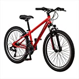 Schwinn High Timber AL Youth/Adult Mountain Bike, Aluminum Frame, 24-Inch Wheels, 21-Speed, Red