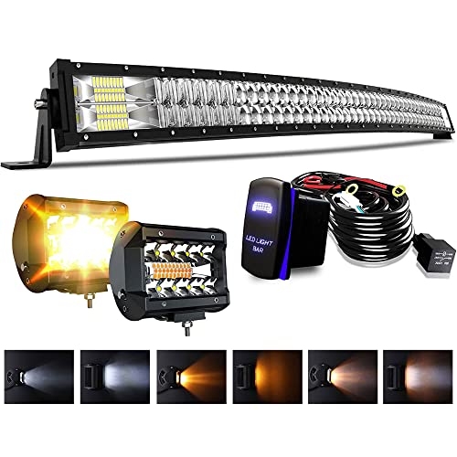 ASLONG 54 Inch LED Light Bar 312W Combo Curved,2Pcs 4 Inch...