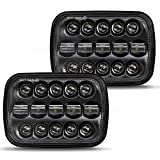 BICYACO DOT 110W 5x7 7x6 Inch Led Headlights Hi/Low Led Sealed Beam Headlamp Compatible with Jeep Wrangler YJ Cherokee XJ Kenworth T300 1997-2010 H4 Plug H6054 Headlights H5054 6054 6052 -Black